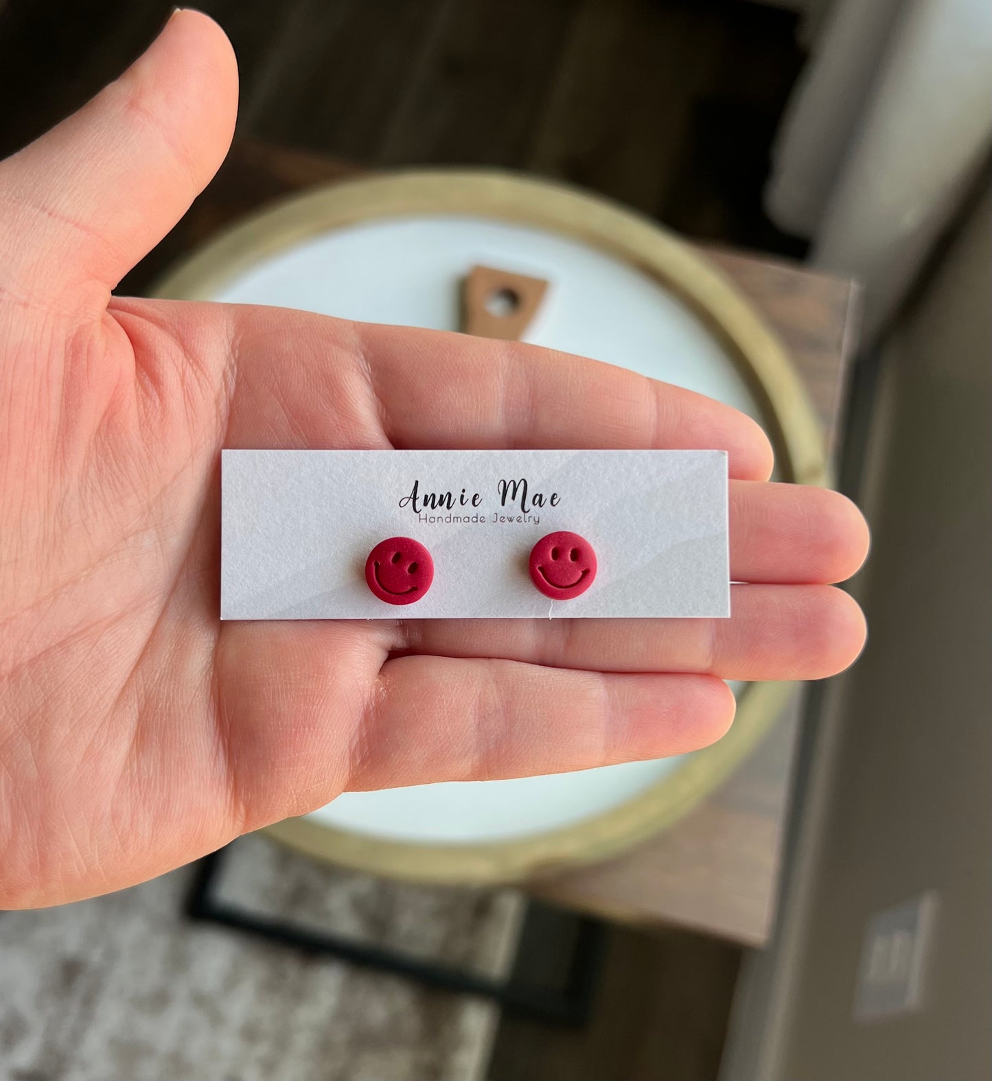 Smiley Studs - Red