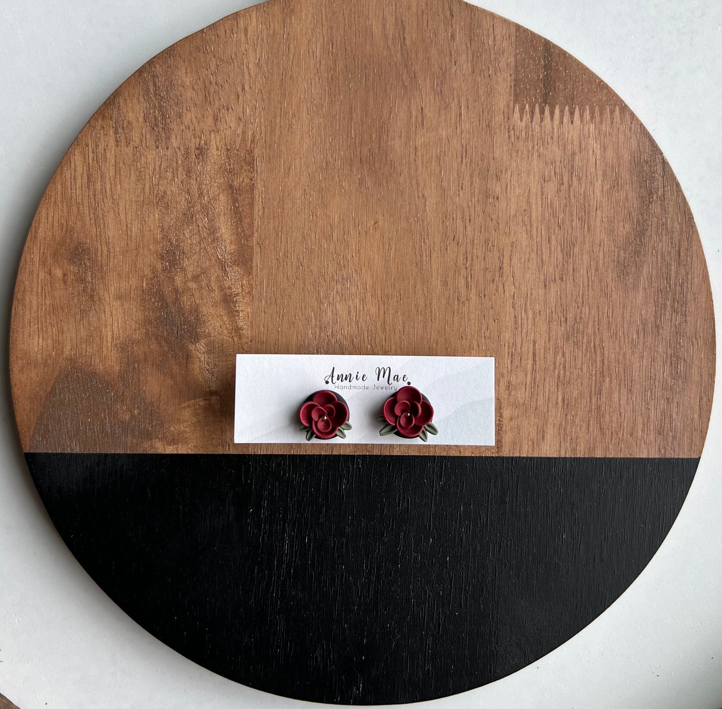 Red Floral Studs