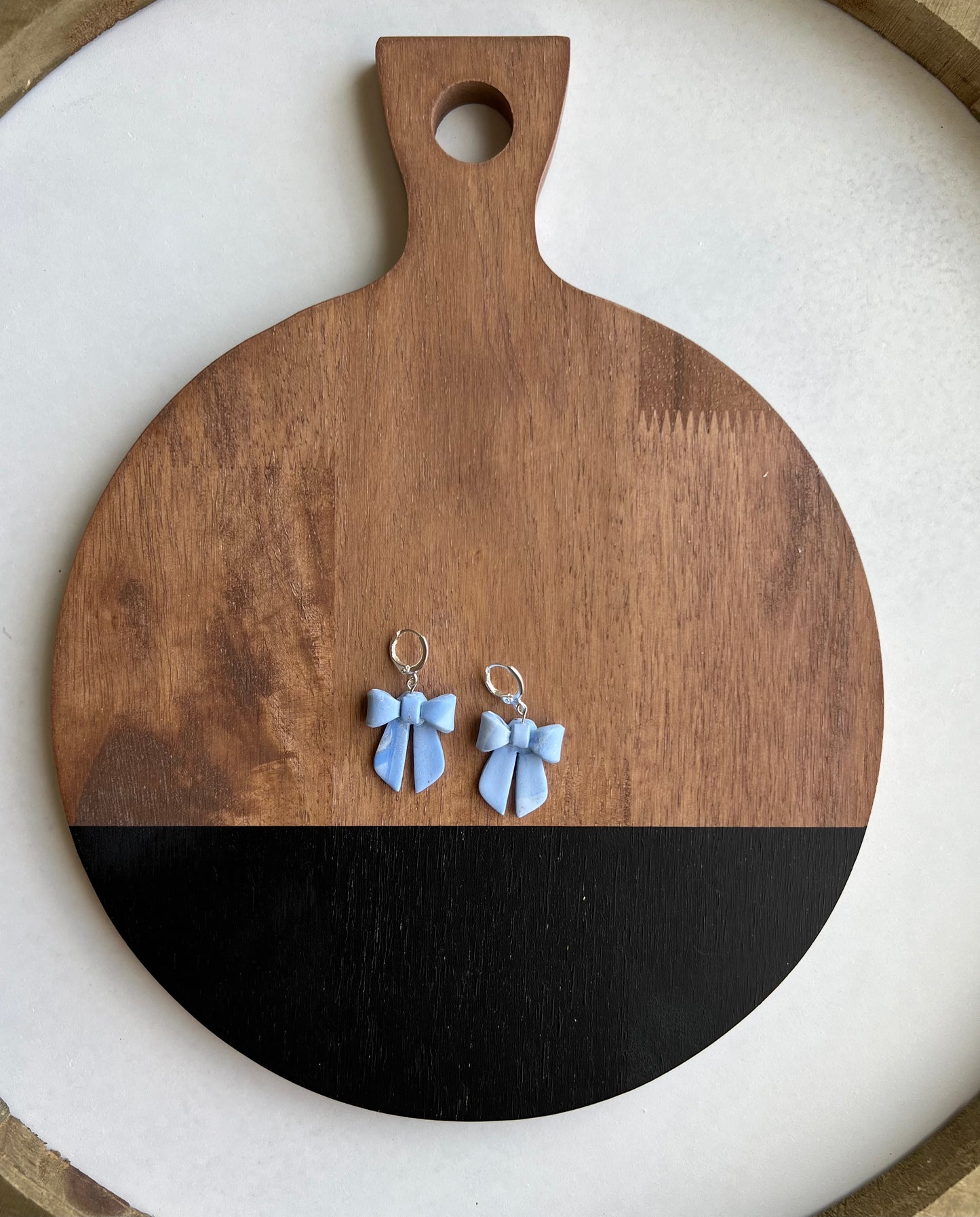 3D Bow Huggies - Blue Marble