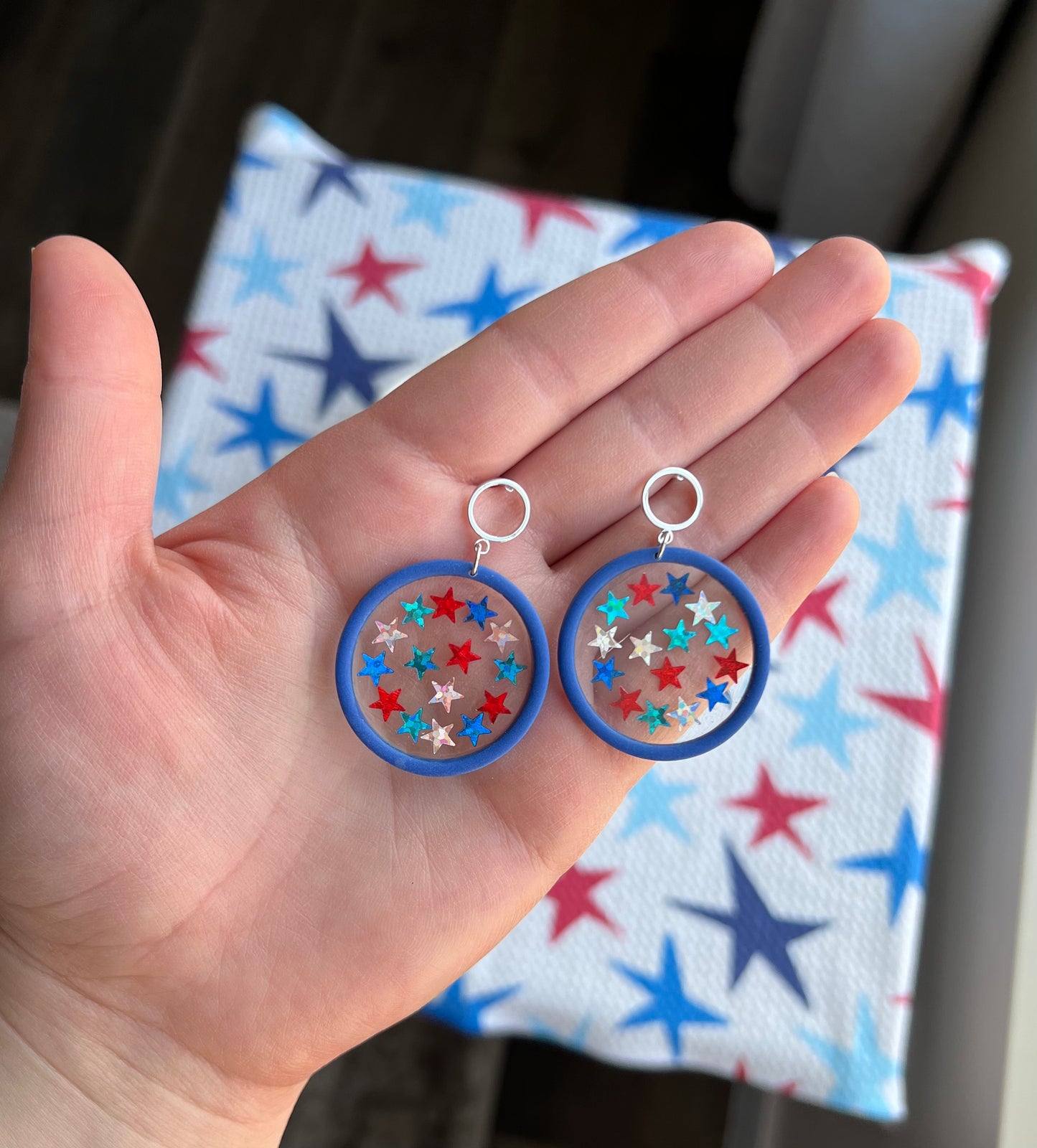 Large Blue & Resin Glitter Circle