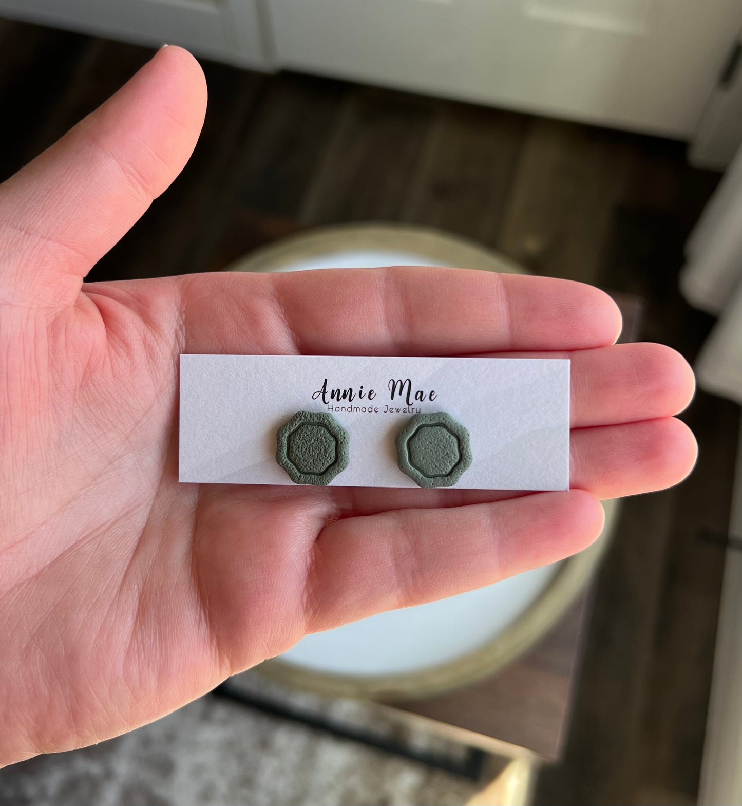 Green Octagon Stud
