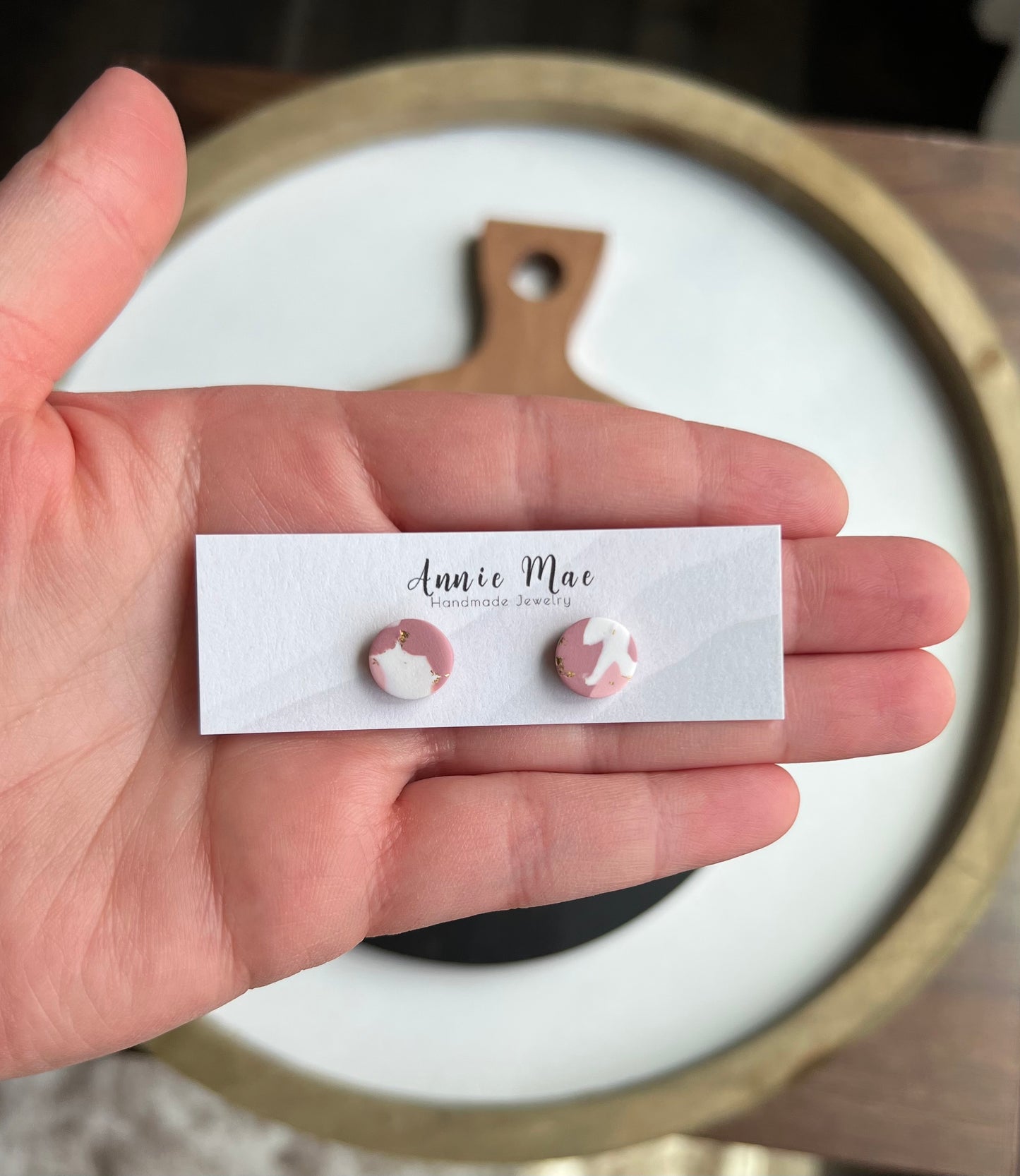 Pink Marble Stud