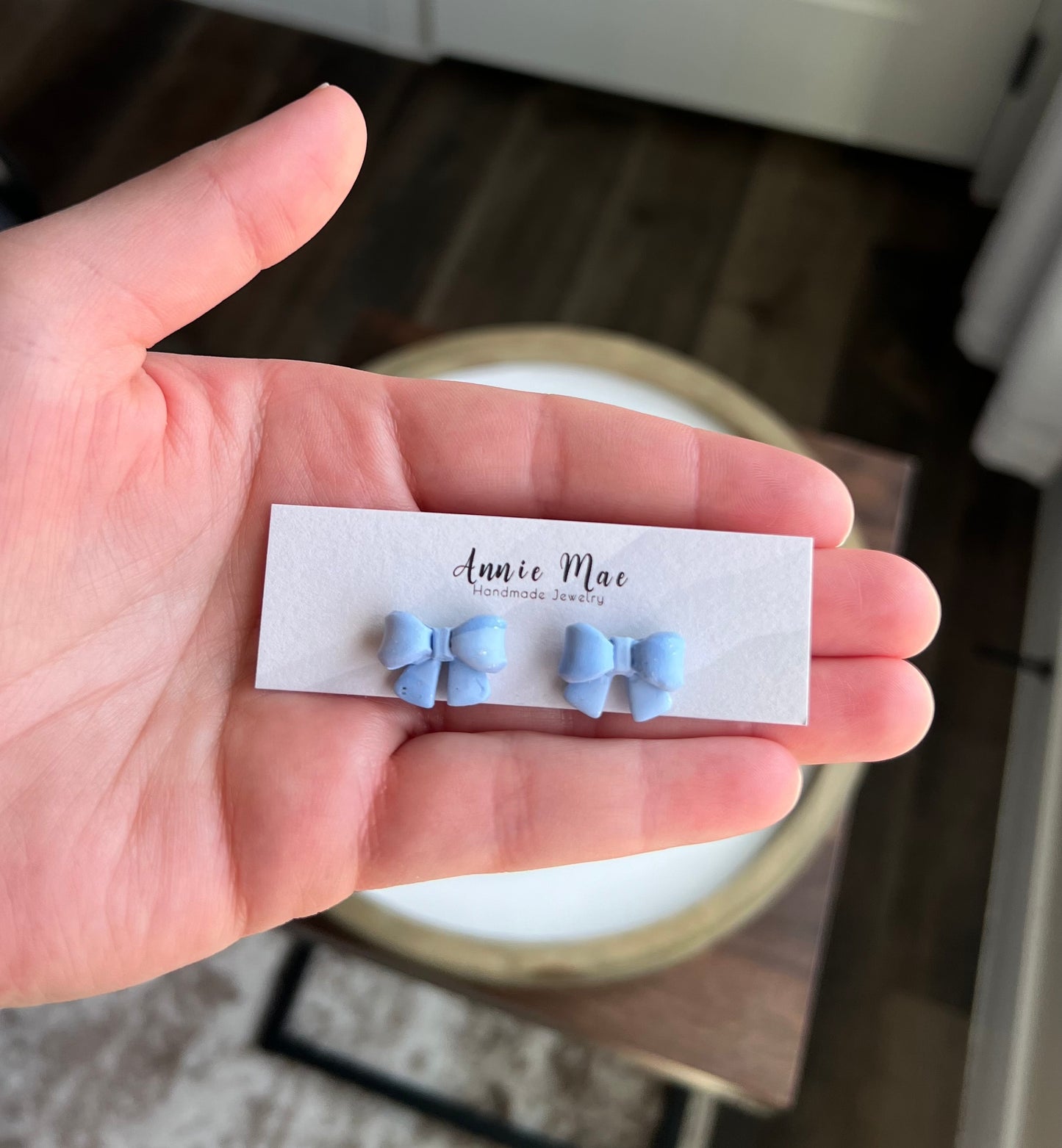 Blue 3D Bow Stud
