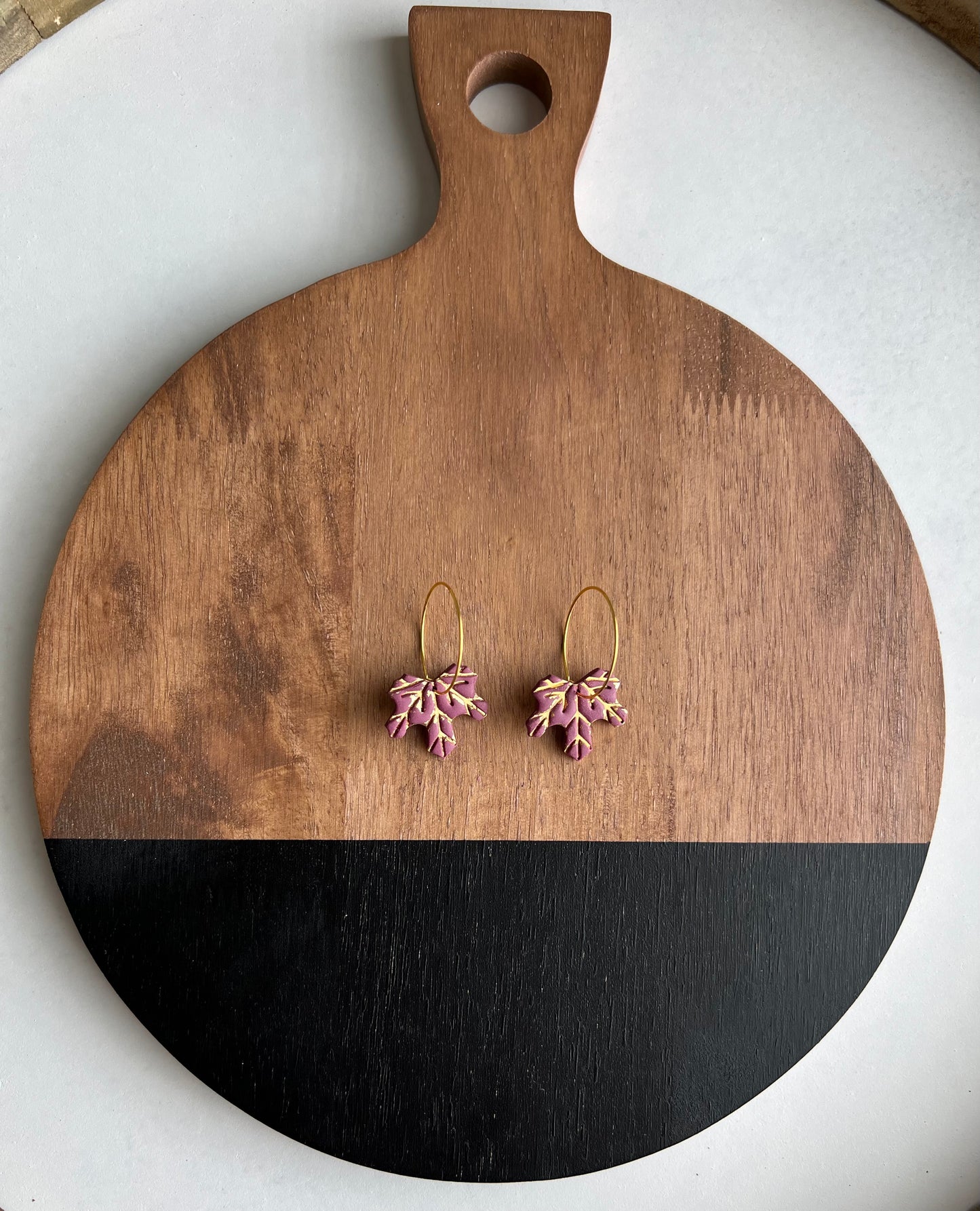 Maple Leaf Hoops - Merlot & Gold
