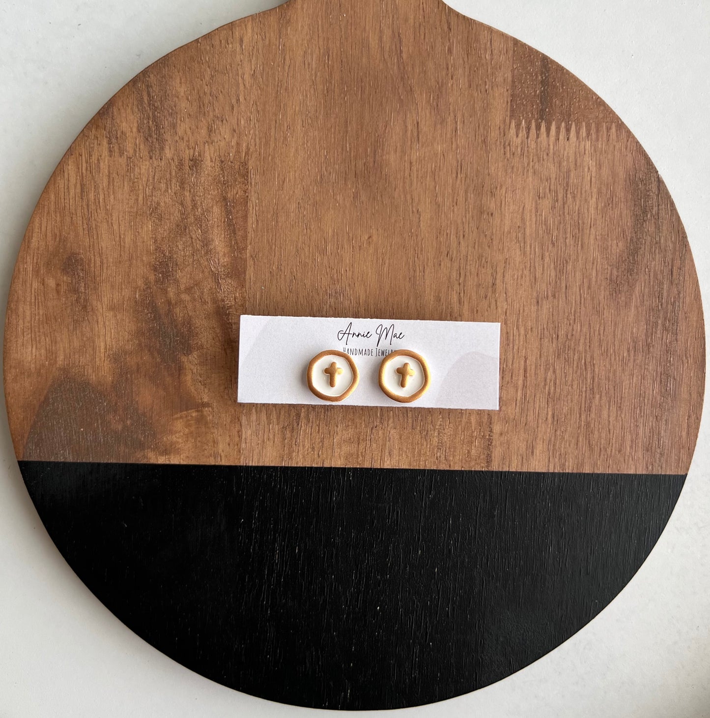 Bezel Cross Studs