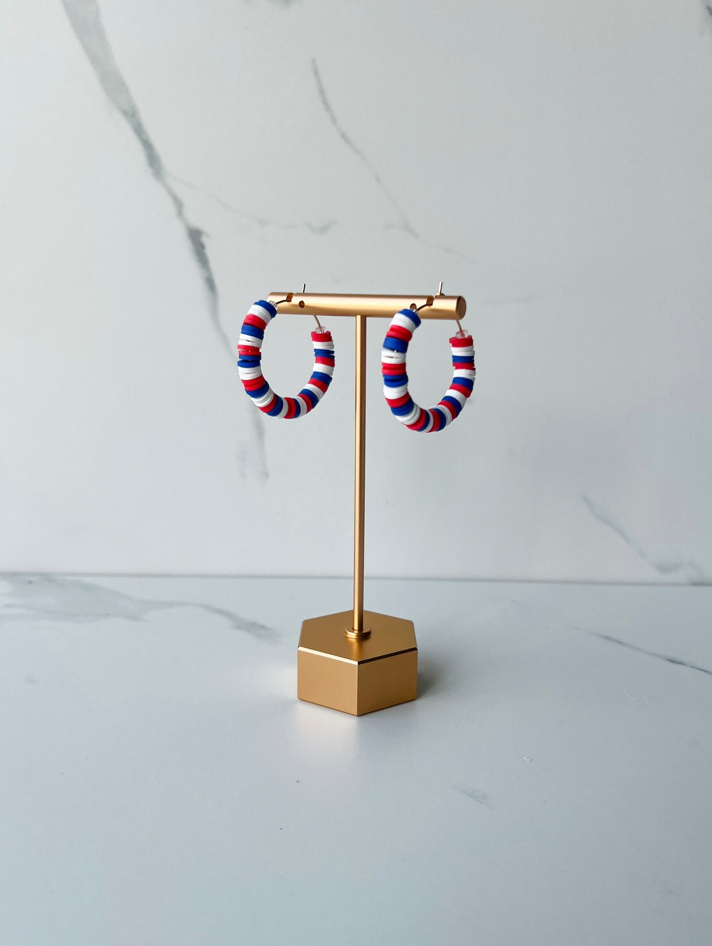 Patriotic Clay Bead Hoops