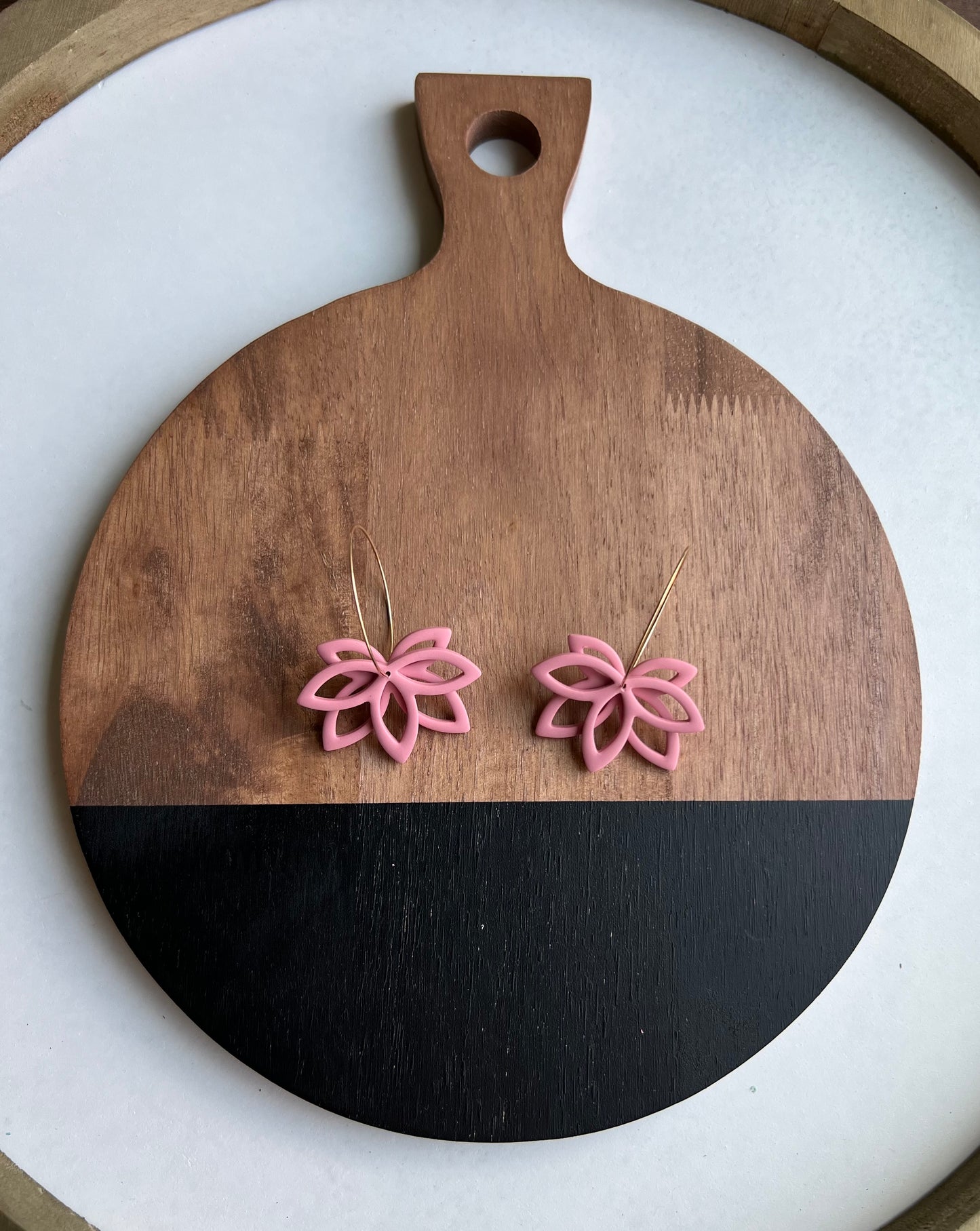Lotus Flower Hoops - Dusty Pink