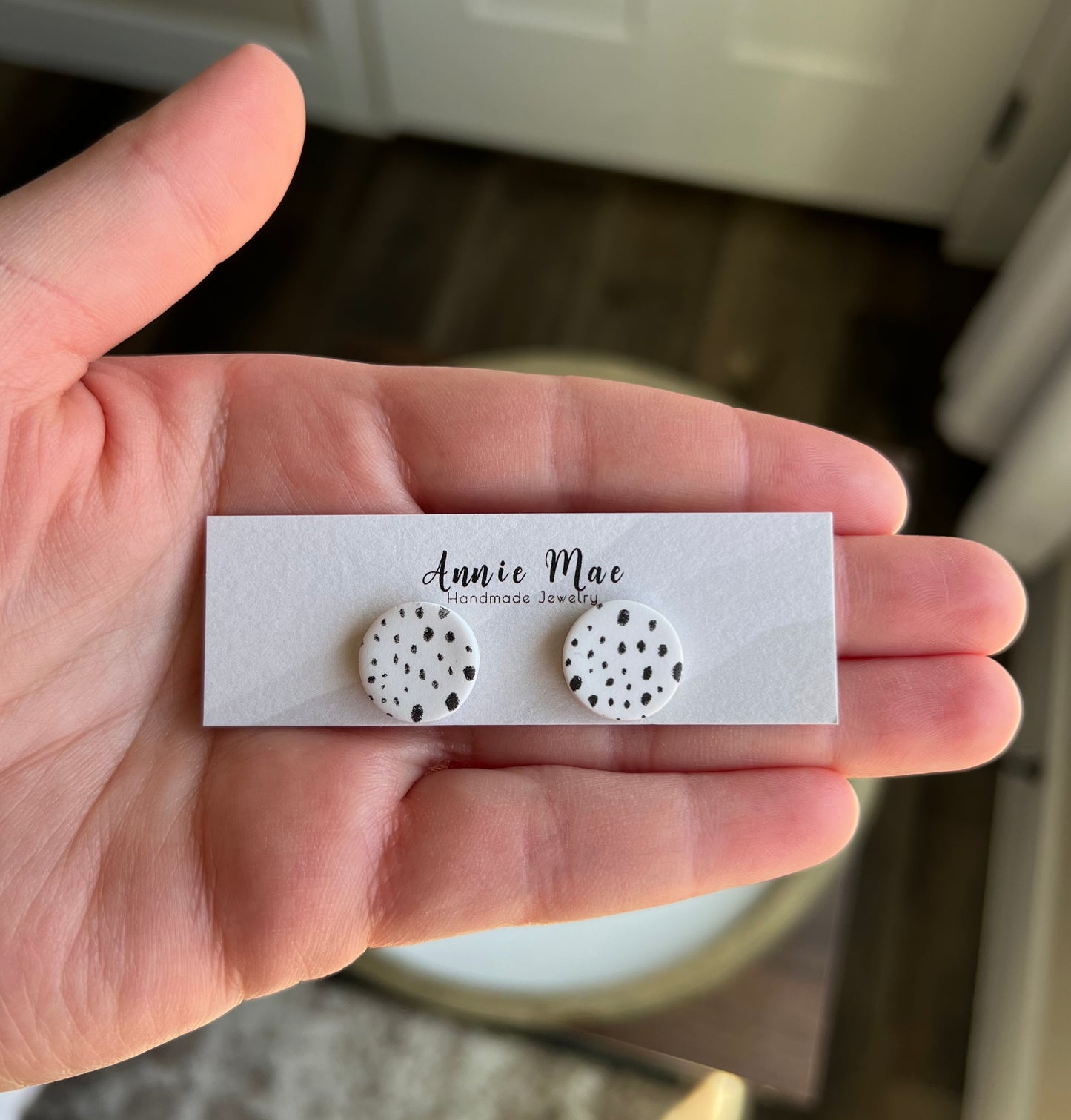 White Polka Dot Stud