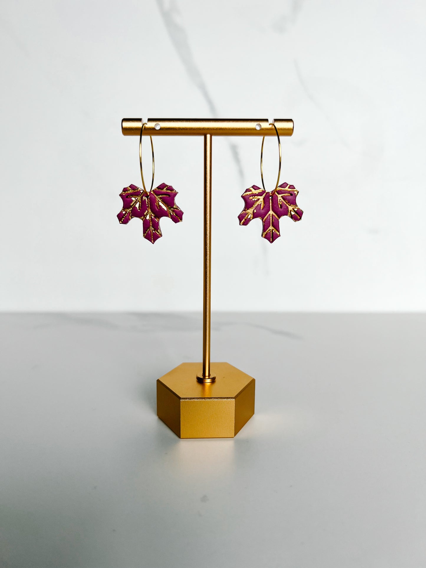 Maple Leaf Hoops - Merlot & Gold