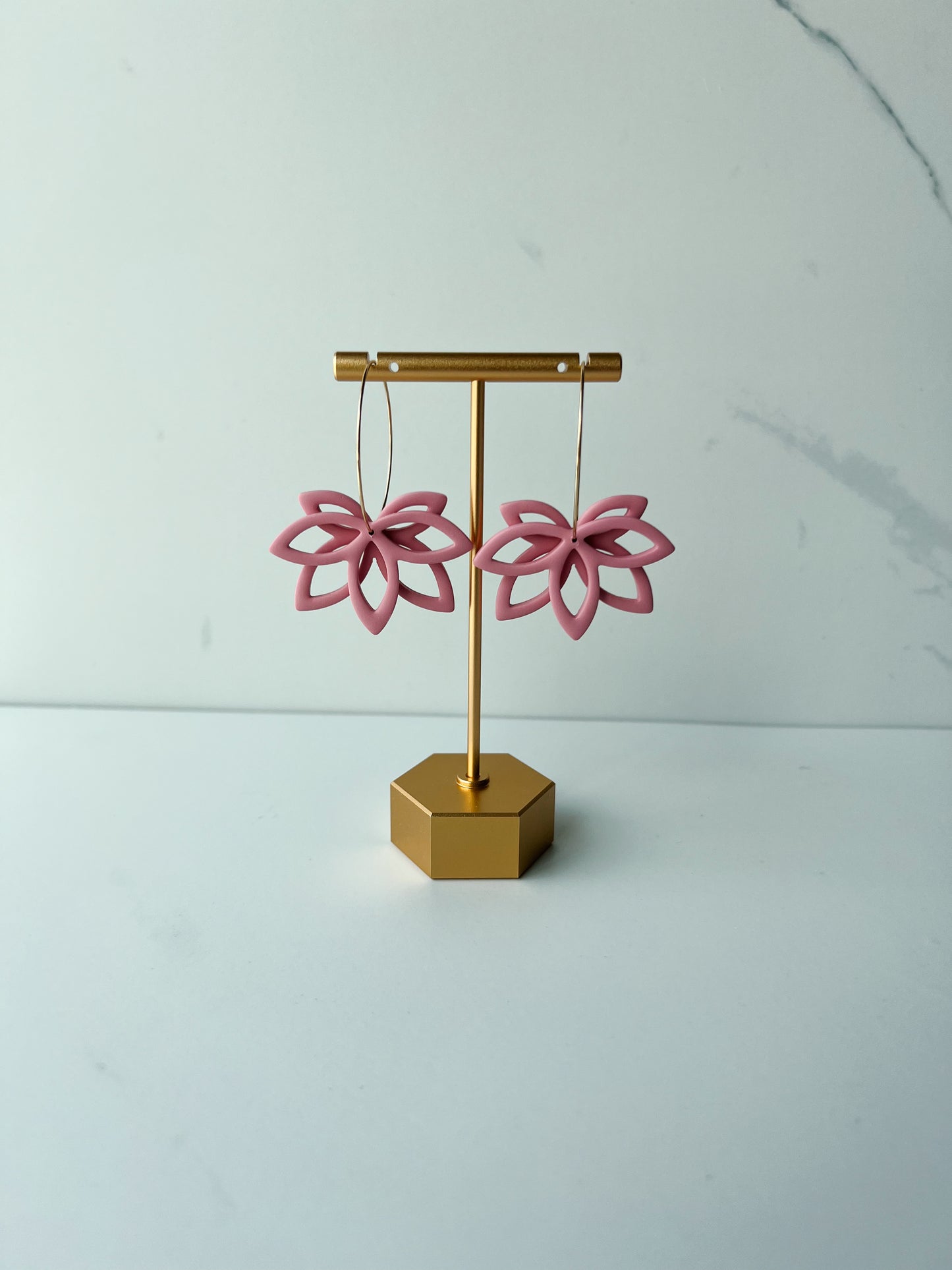 Lotus Flower Hoops - Dusty Pink