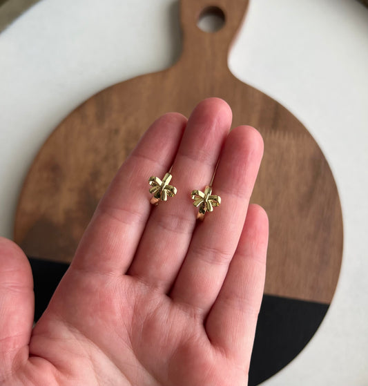 Gold Bow Huggie Hoops