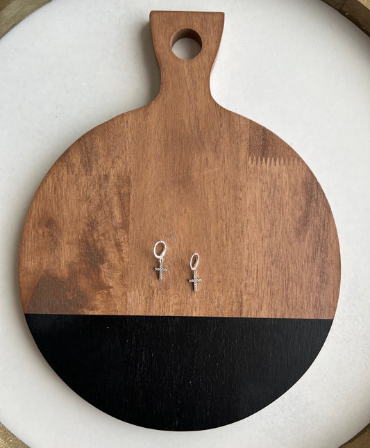 Silver Crystal Cross Huggies