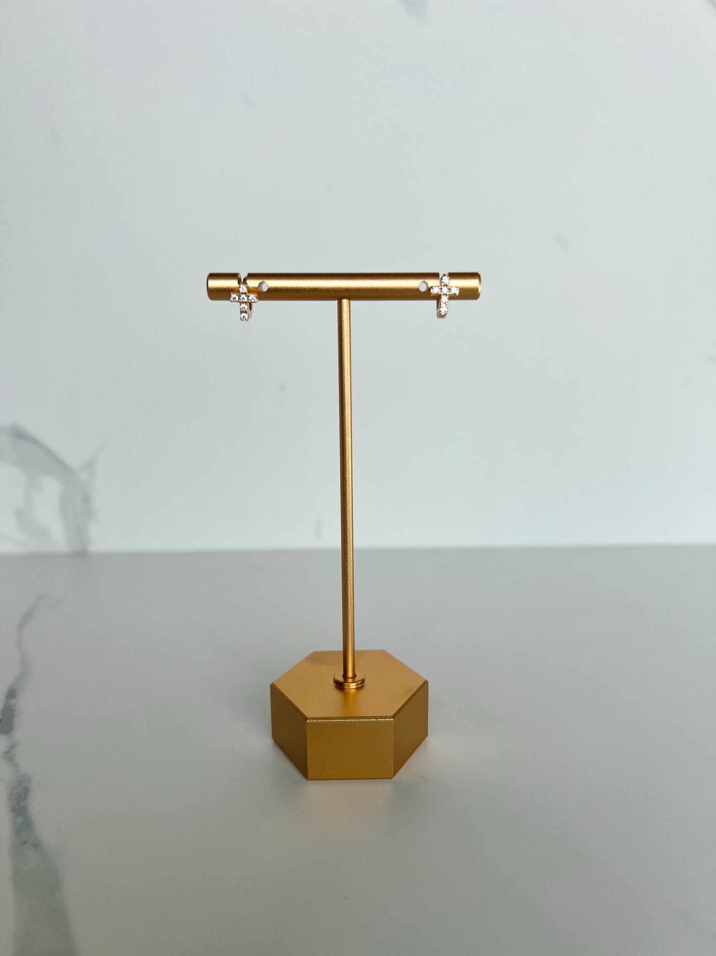 Gold Cross Huggie Hoops