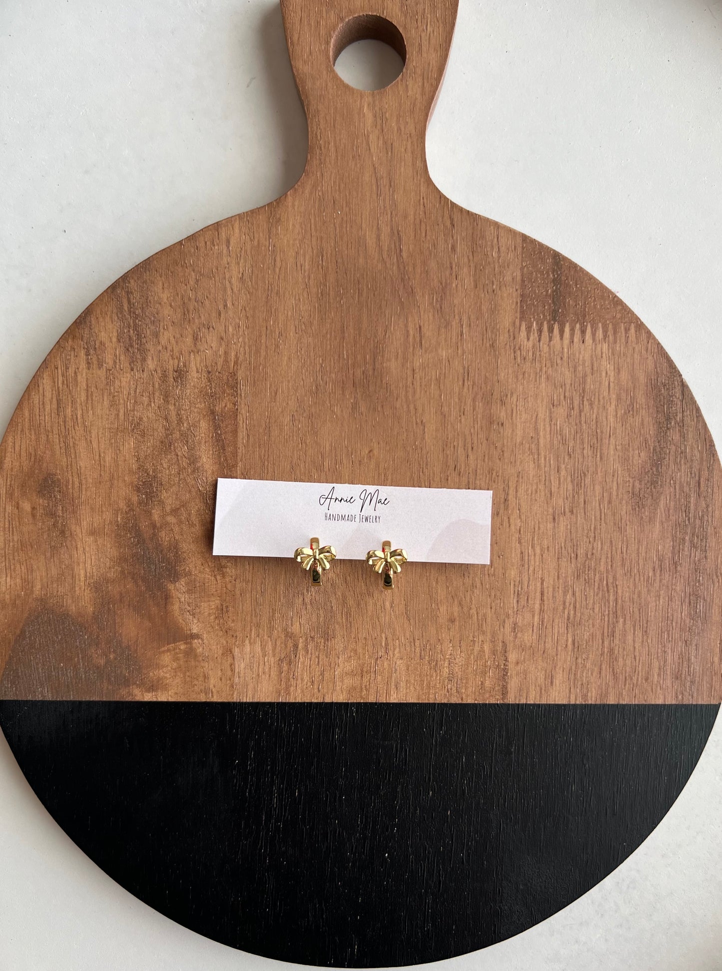 Gold Bow Huggie Hoops