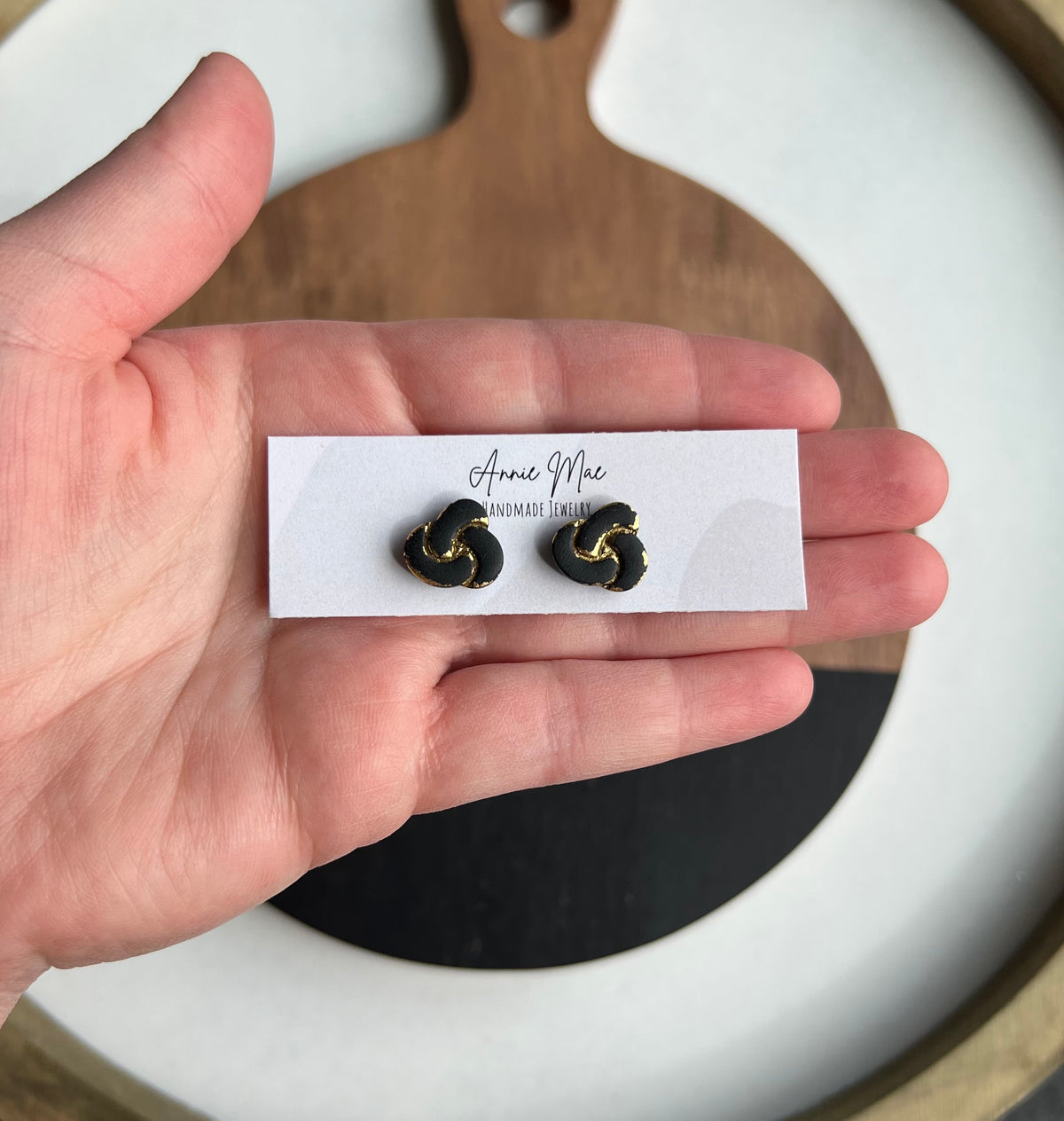 Knot Studs - Black & Gold - PRE ORDER