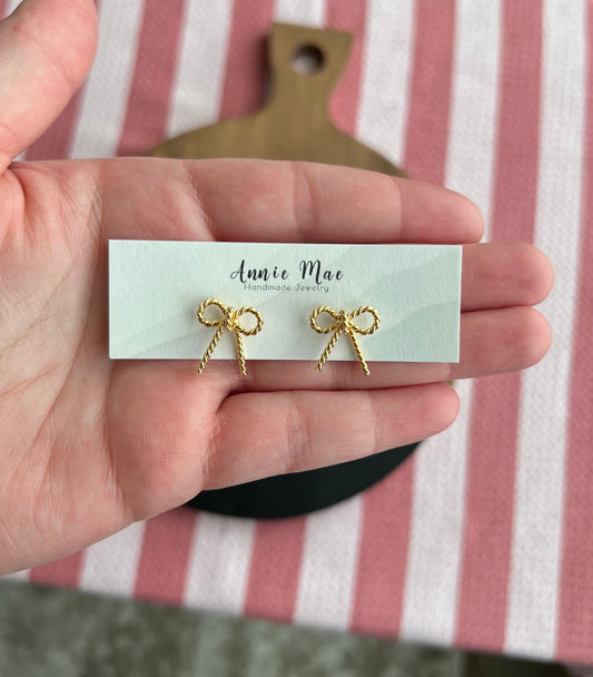 Metal Bow Studs - Gold