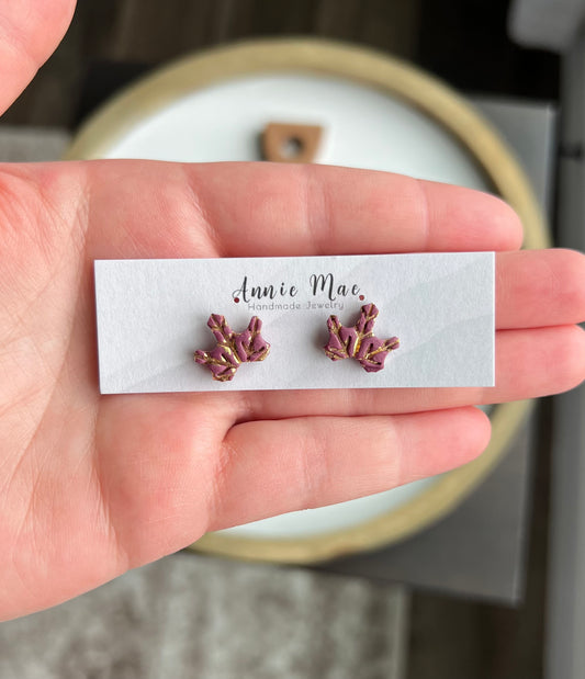 Maple Leaf Studs - Merlot & Gold