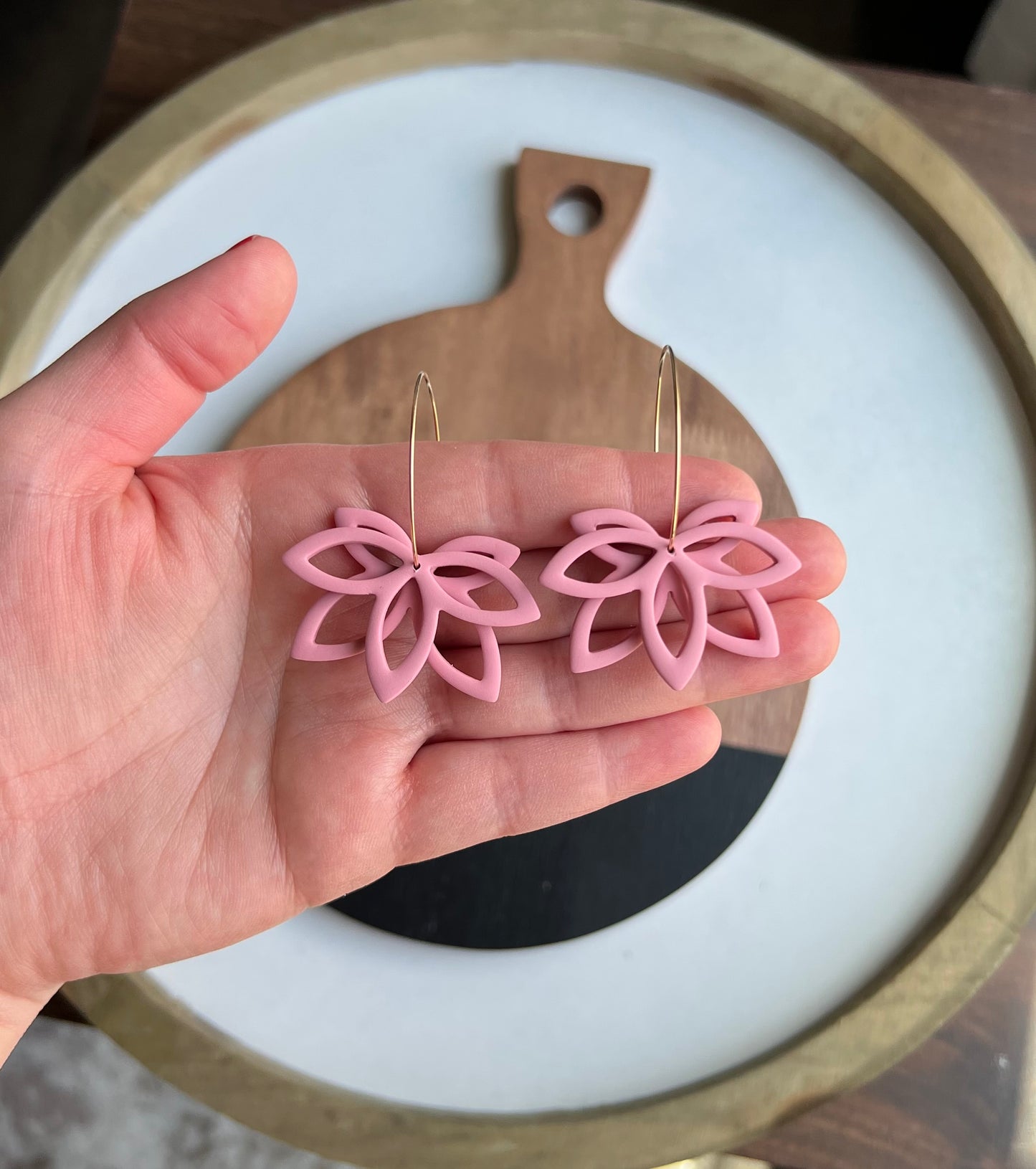 Lotus Flower Hoops - Dusty Pink