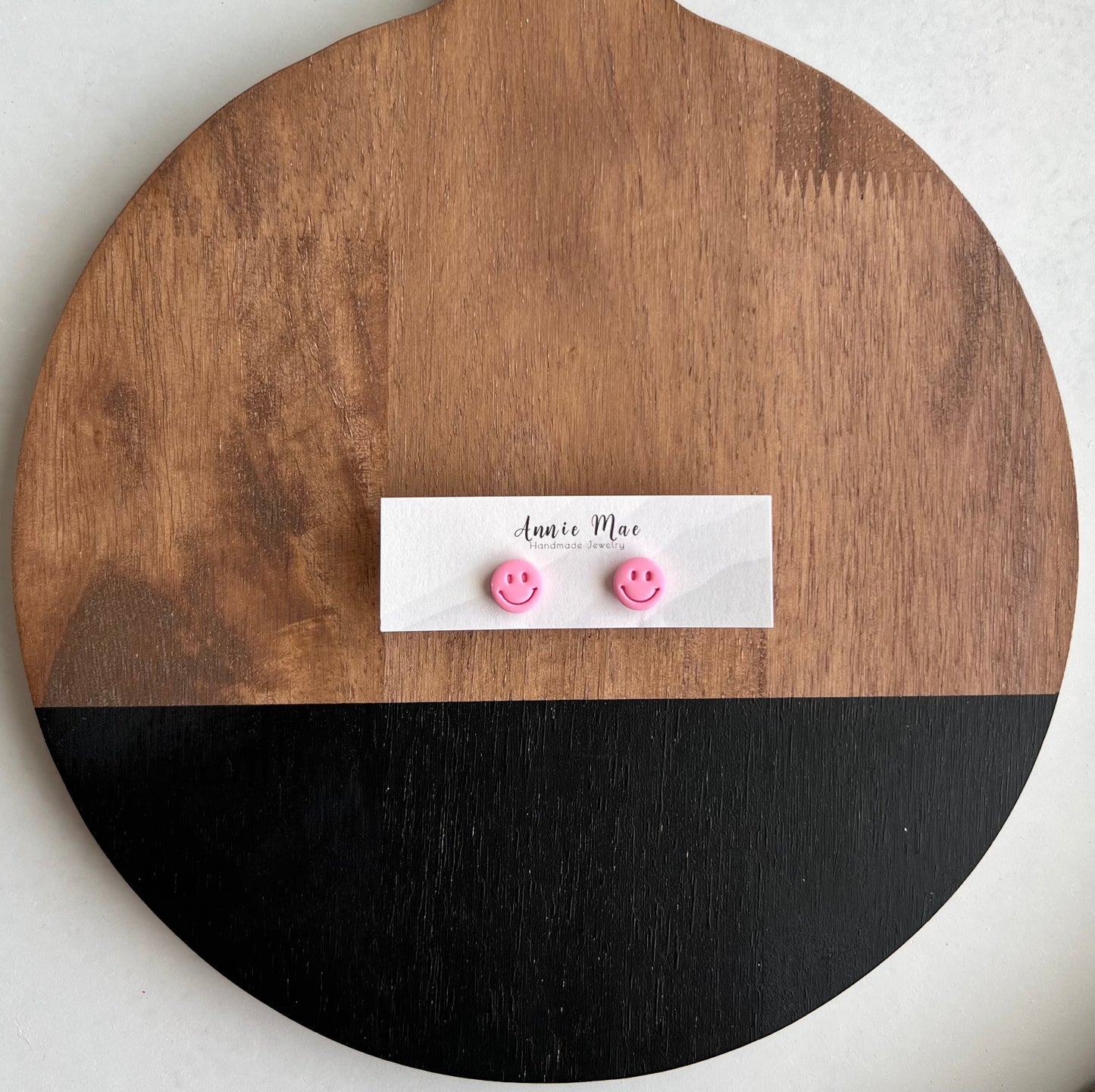 Pink Smiley Studs
