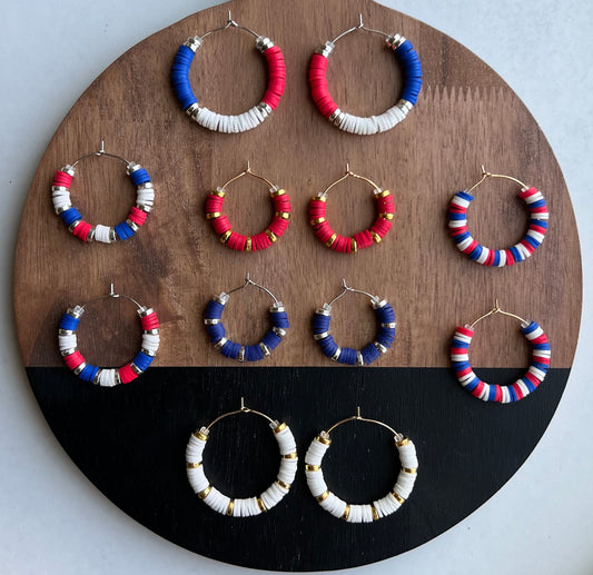 Patriotic Clay Bead Hoops