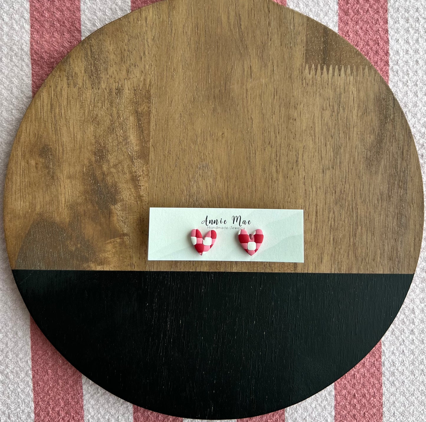 Gingham Heart Studs