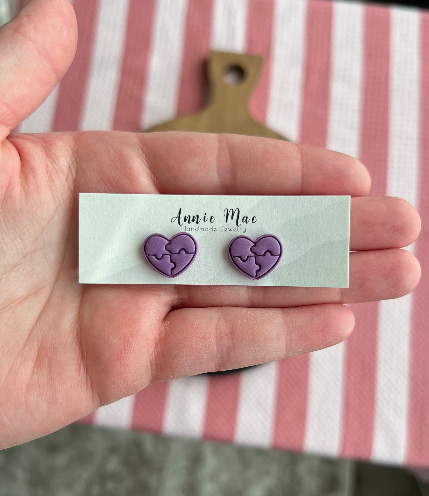 Puzzle Heart Studs