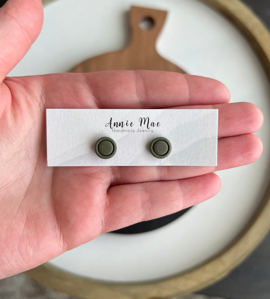 Green Embossed Circle Studs
