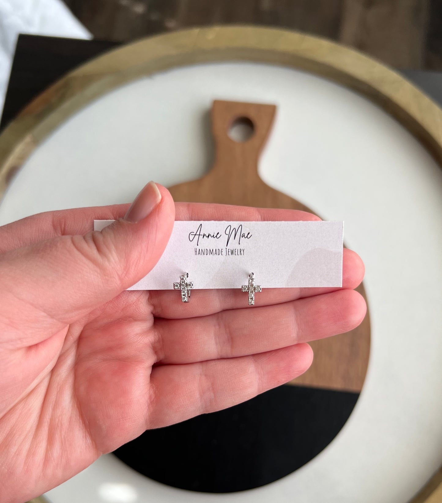 Silver Cross Huggie Hoops