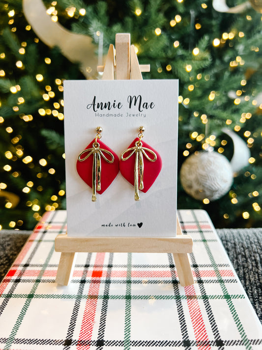 Ivory - Deep Red & Gold Bow