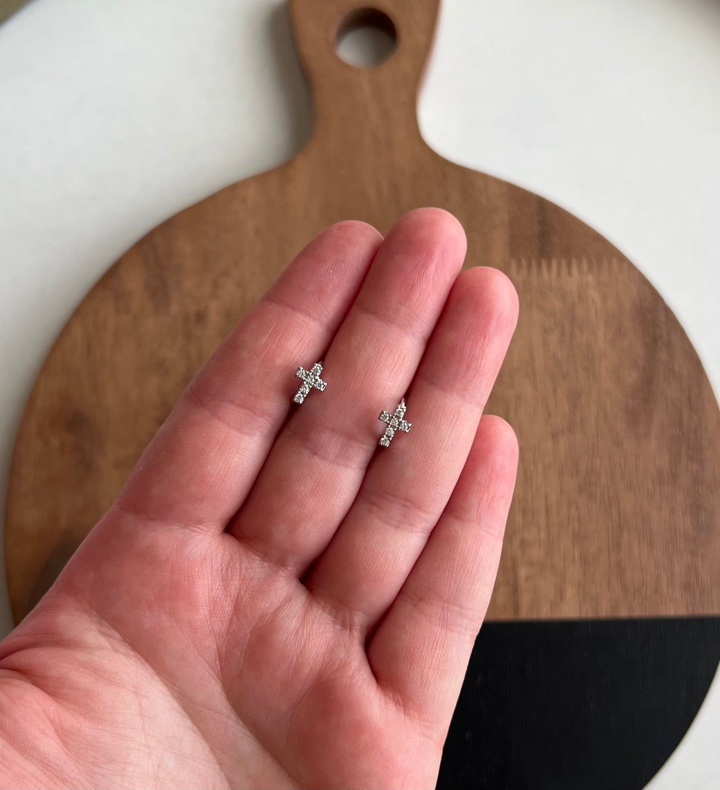 Silver Cross Huggie Hoops