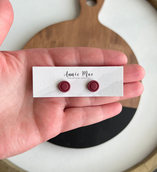 Maroon Embossed Circle Studs