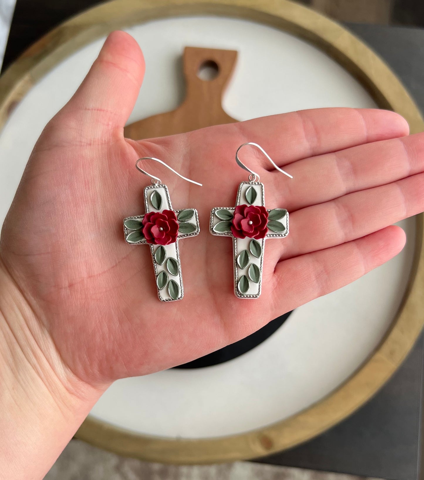 Floral Cross - Silver - PRE ORDER