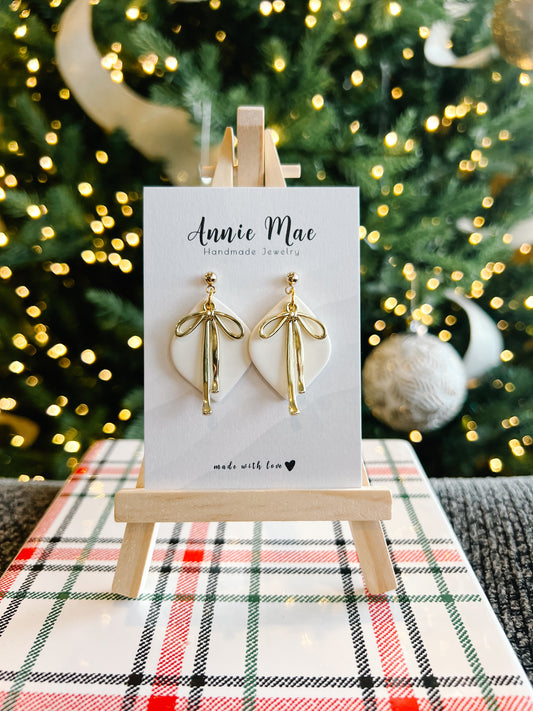 Ivory - Off White & Gold Bow