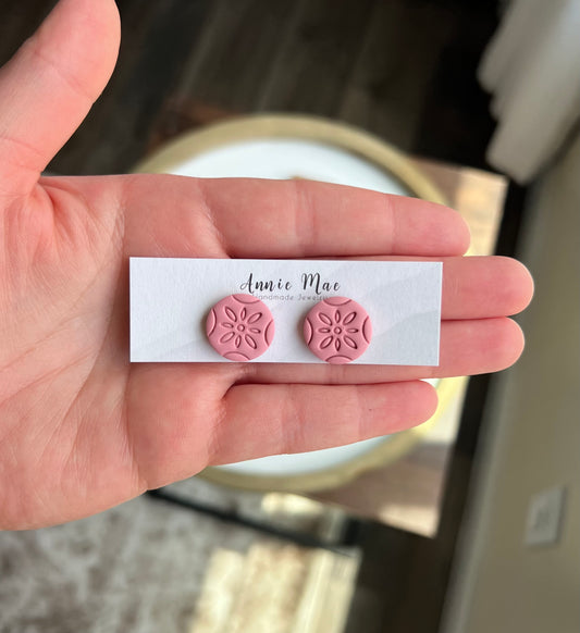 Boho Circle Stud - Dusty Pink