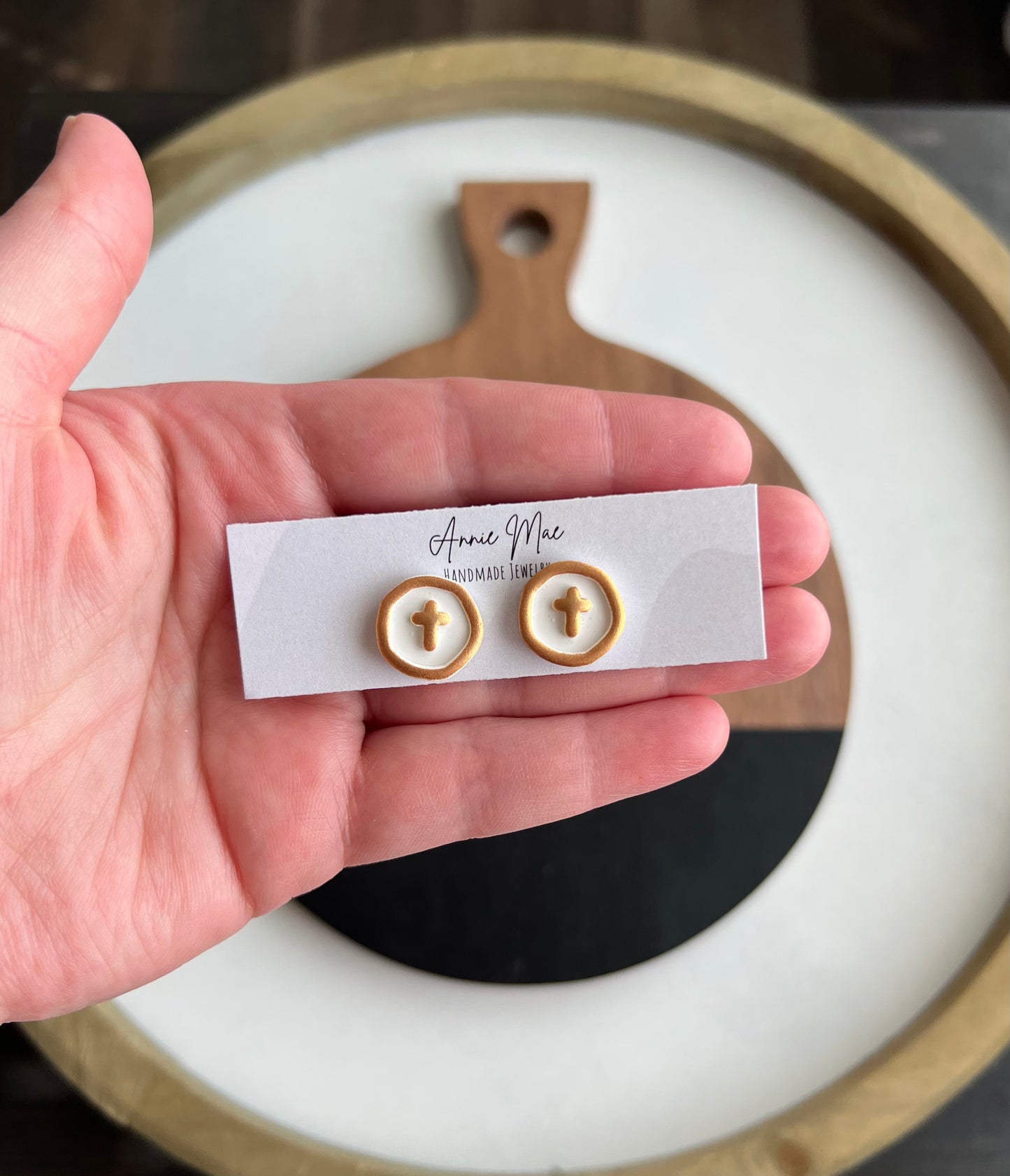 Bezel Cross Studs