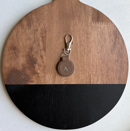 Brown “Leather” Keychain - Custom Initial