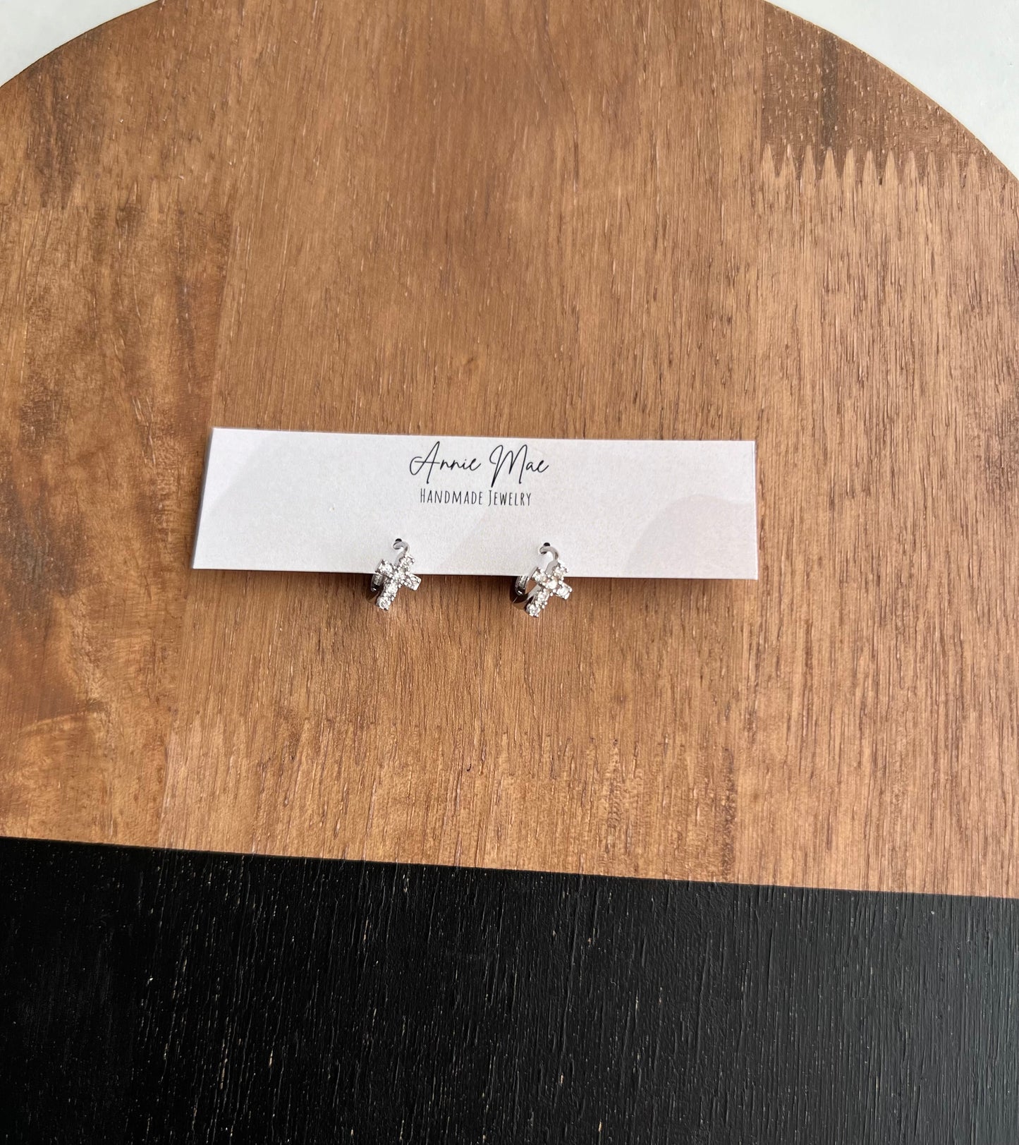 Silver Cross Huggie Hoops