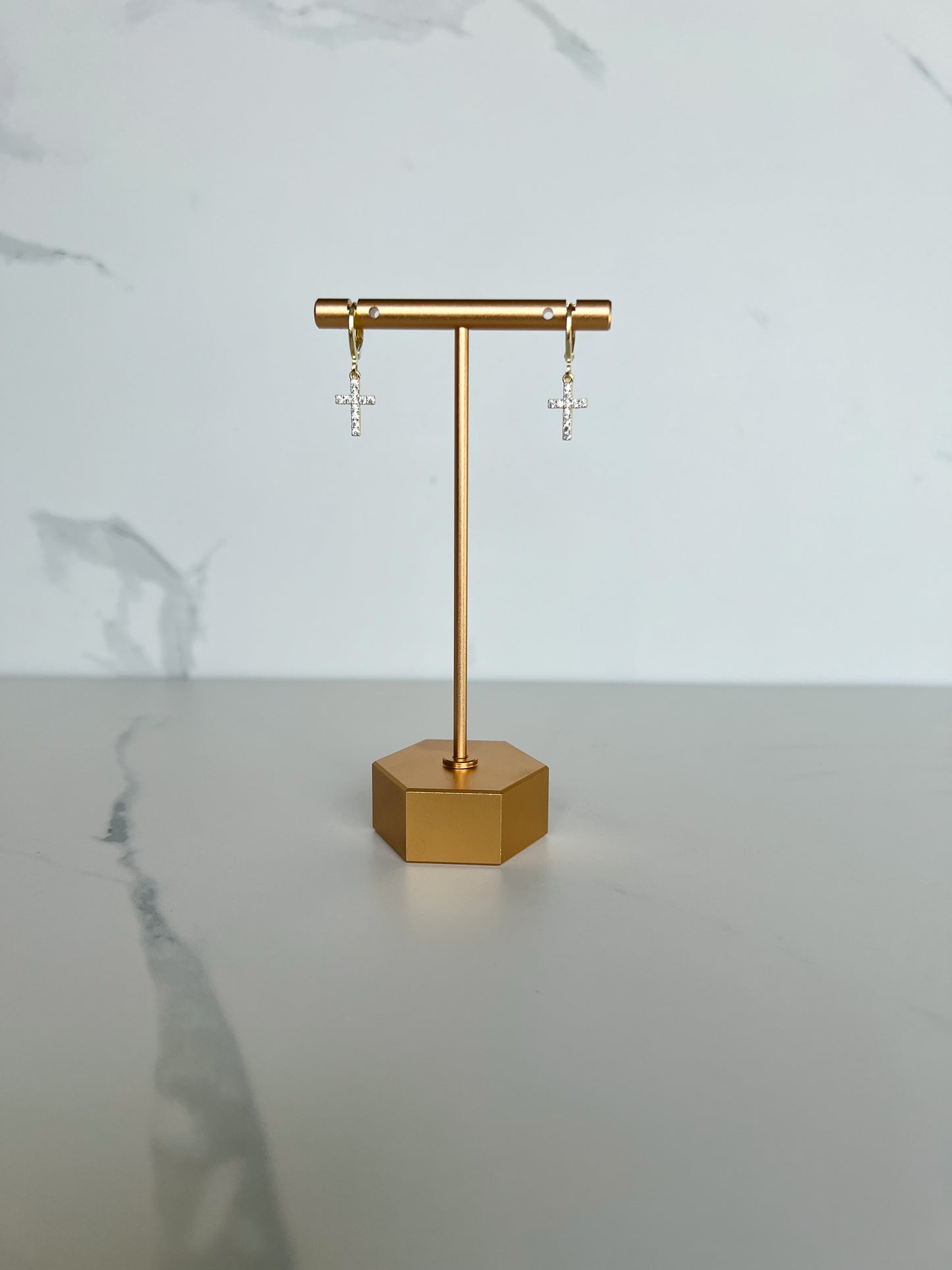 Gold Crystal Cross Huggies