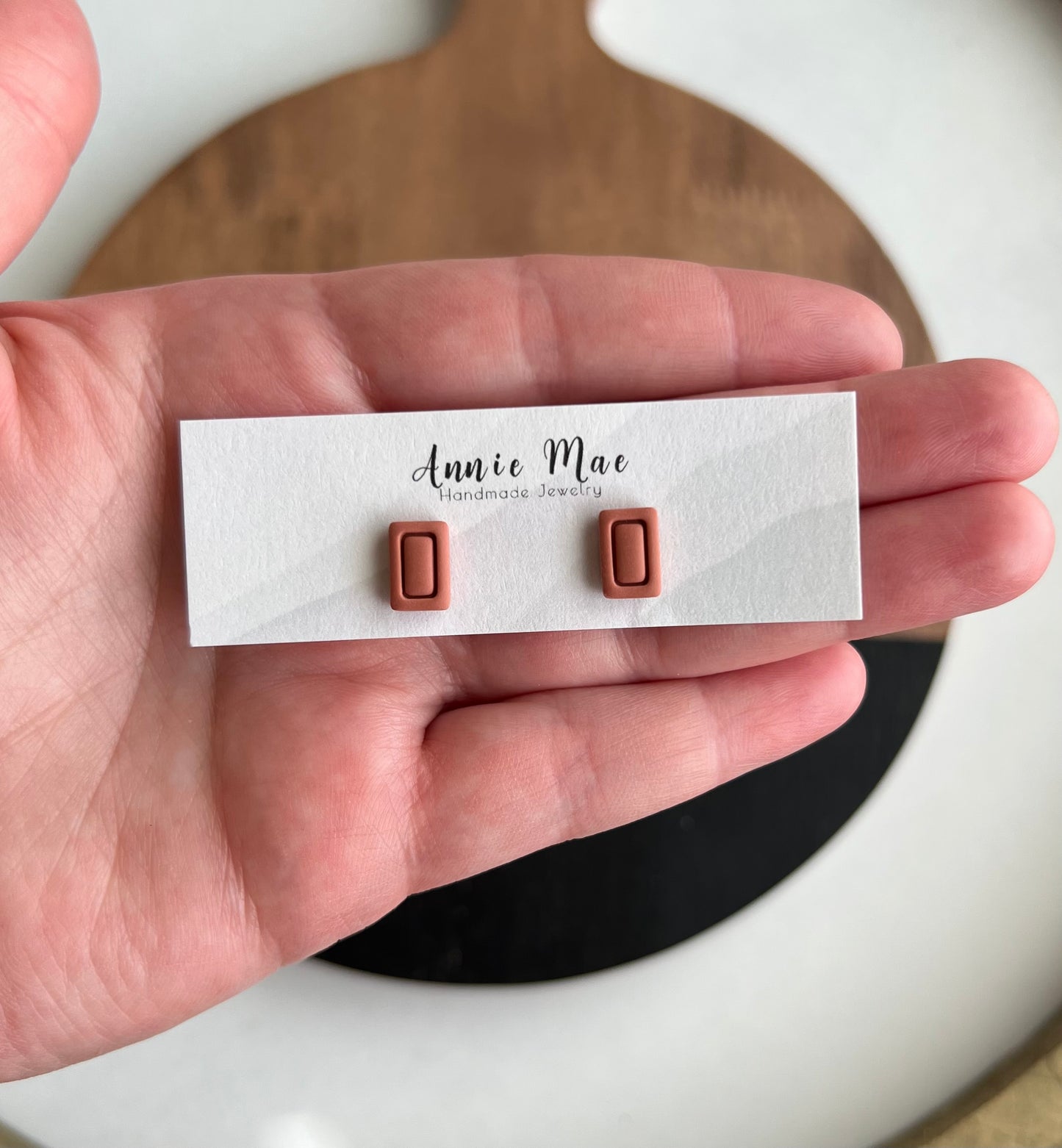 Terra Cotta Embossed Rectangle Studs