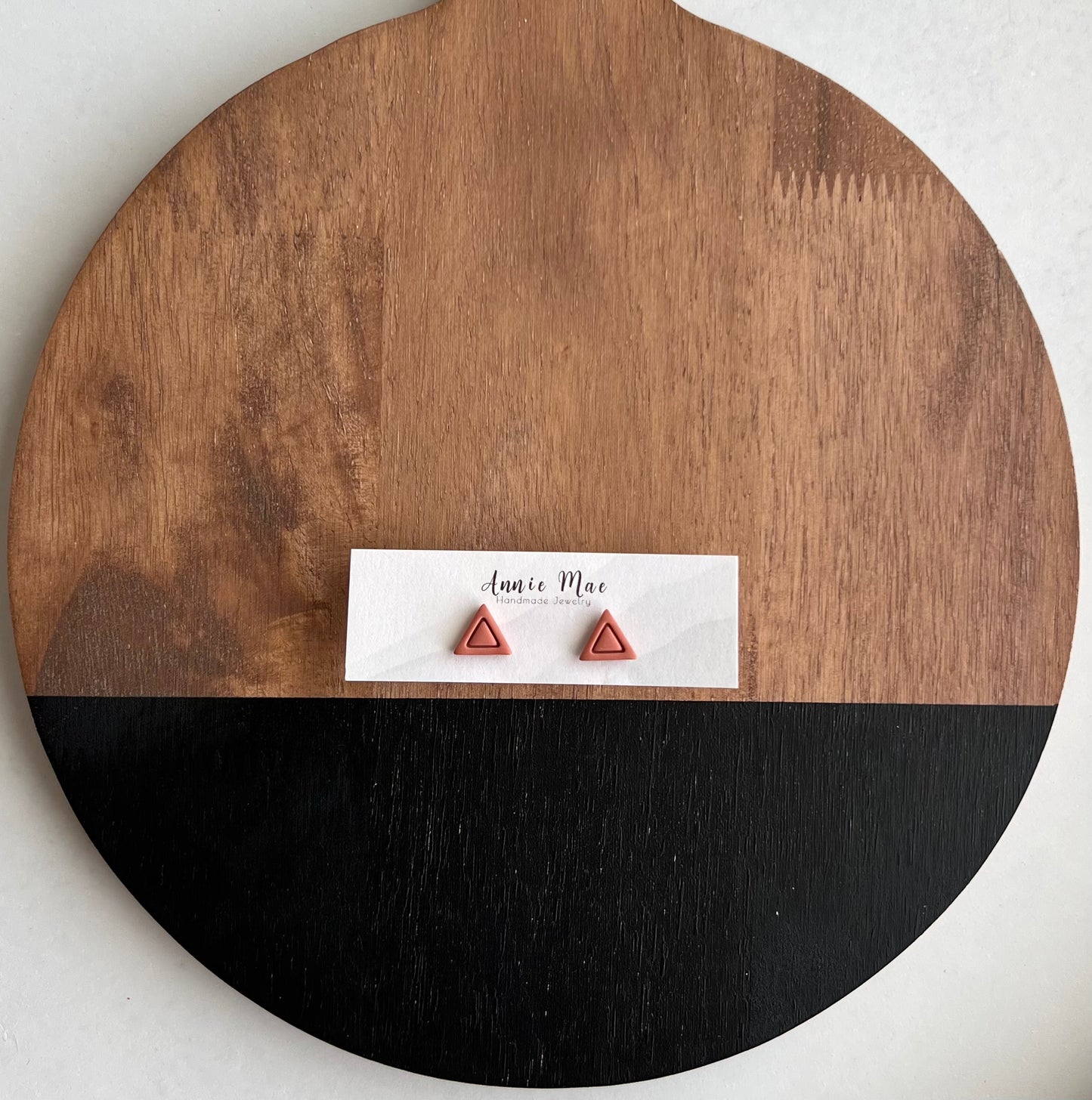 Terra Cotta Embossed Triangle Studs