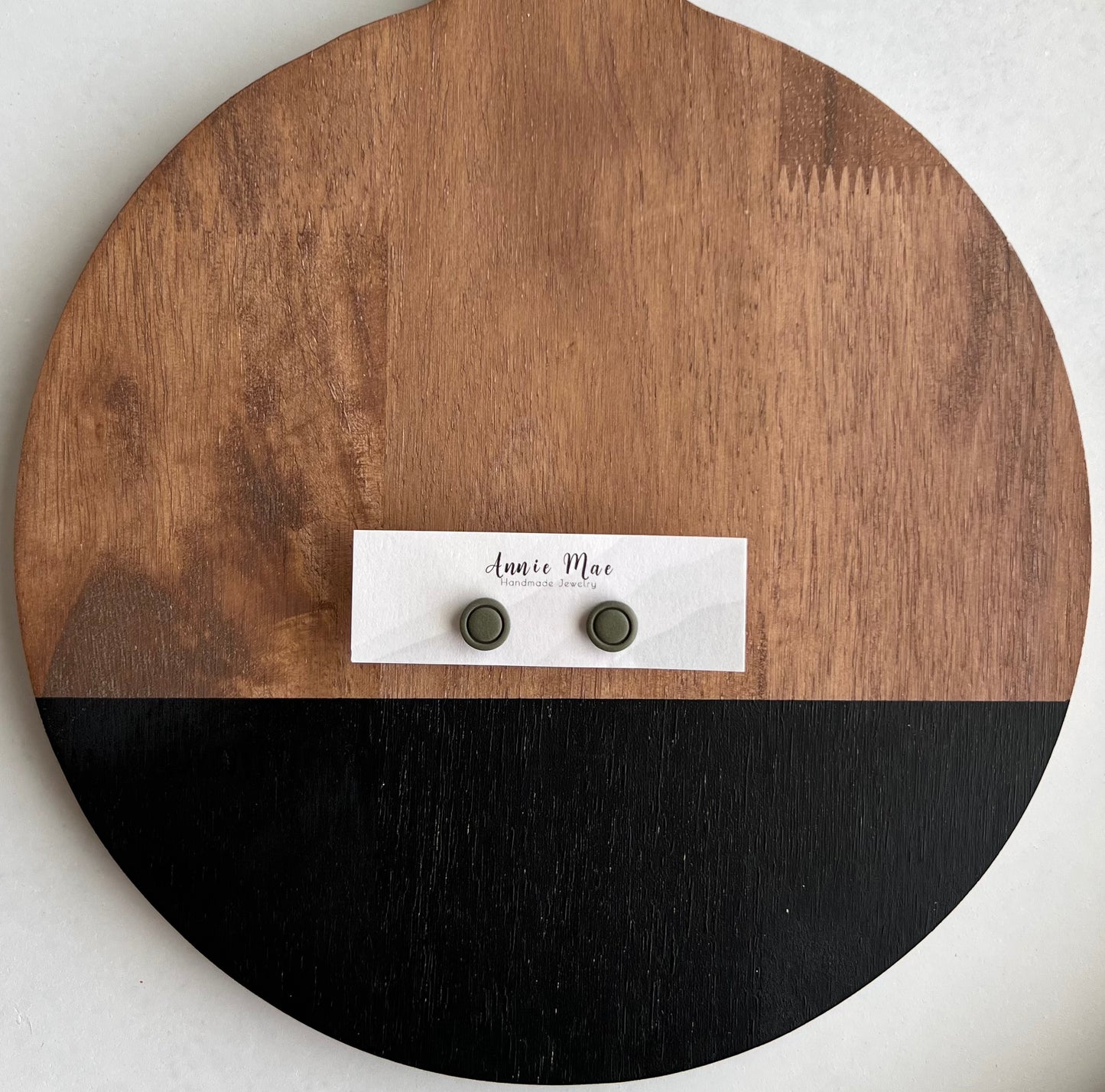 Green Embossed Circle Studs