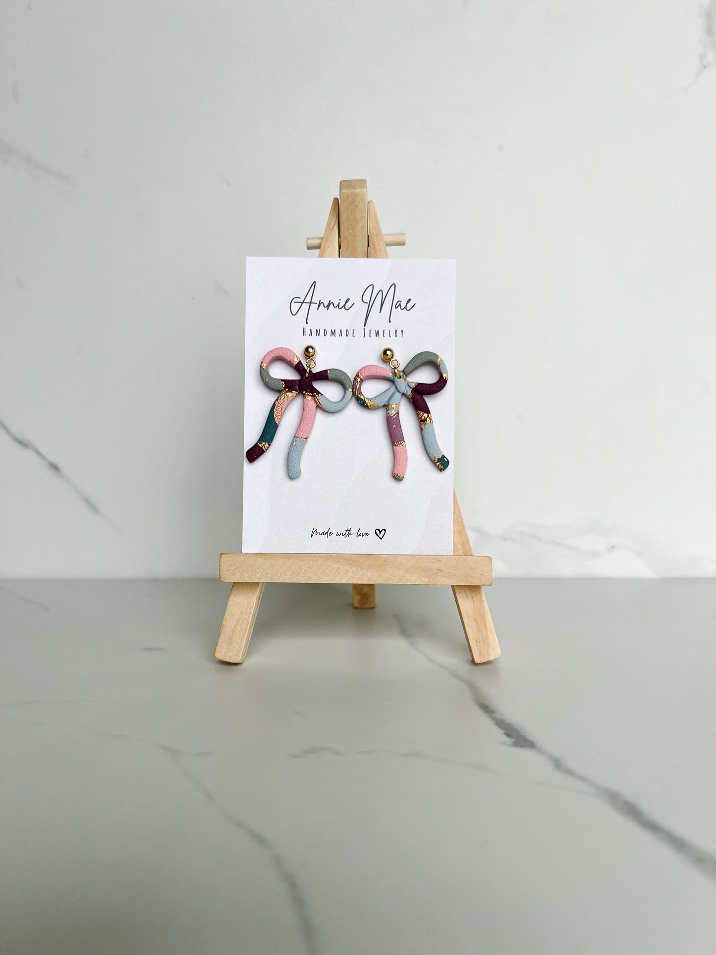 Skinny Ribbon Bow - Mermaid Marble