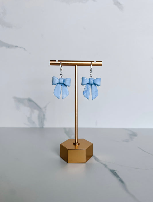 3D Bow Huggies - Blue Marble