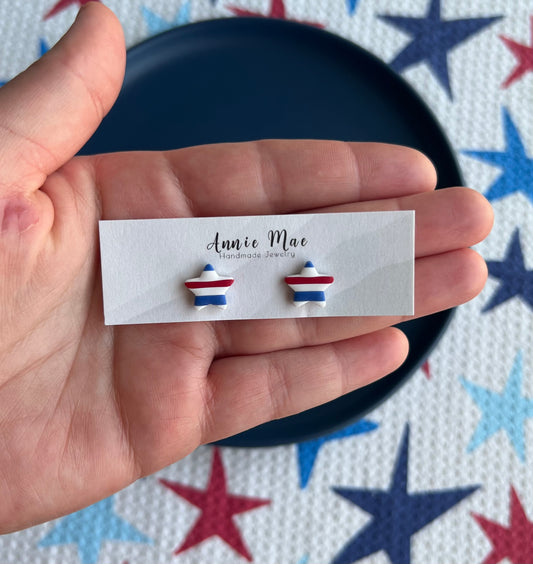 Striped Star Studs