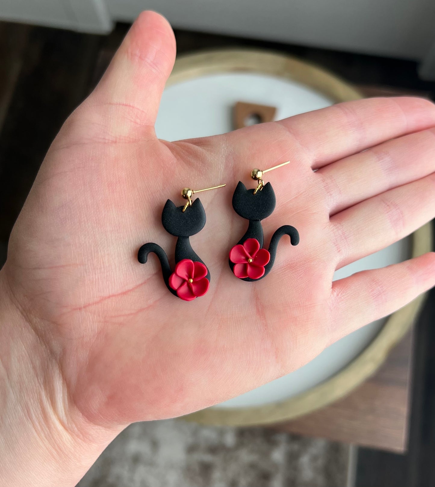 Black Floral Cats