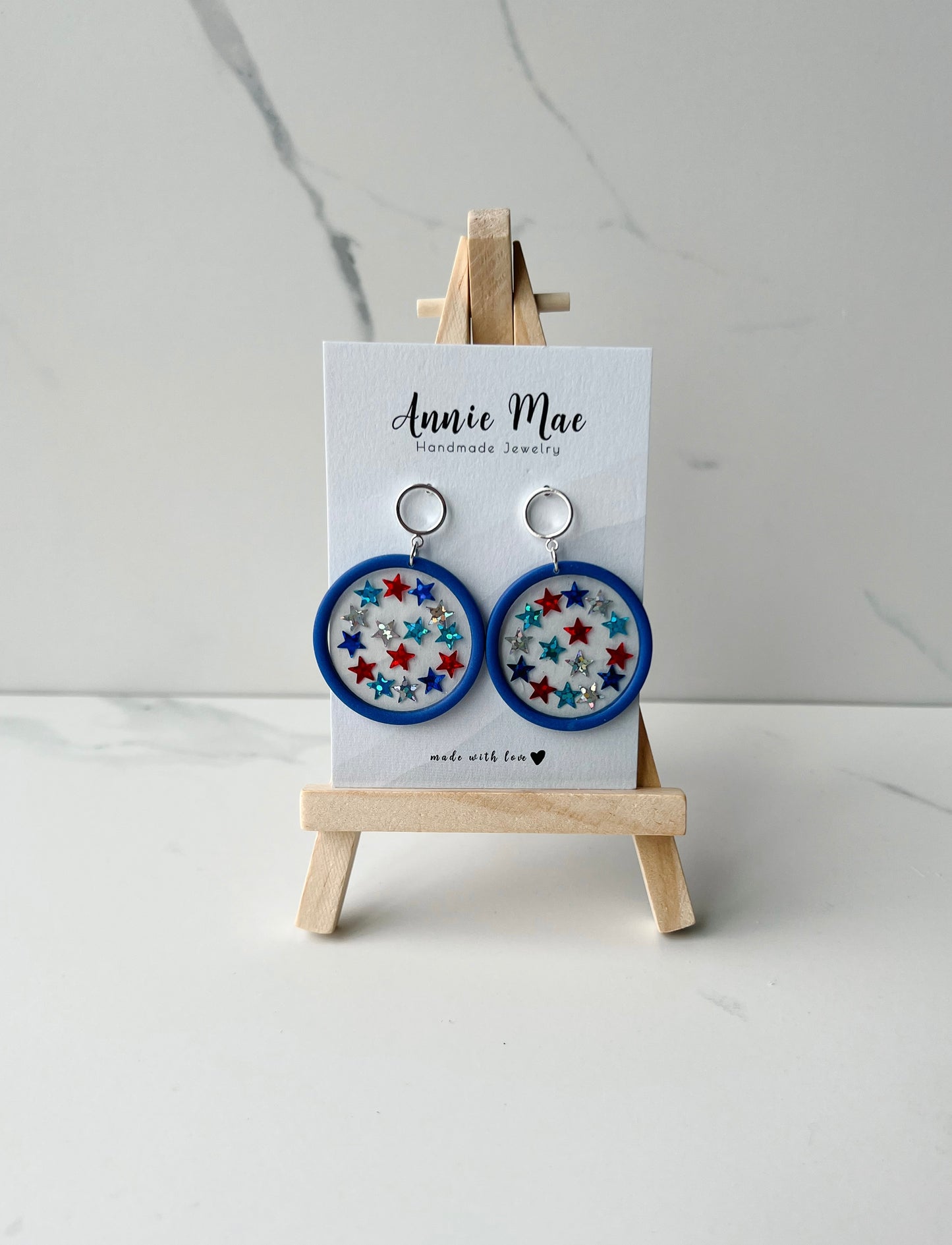 Large Blue & Resin Glitter Circle