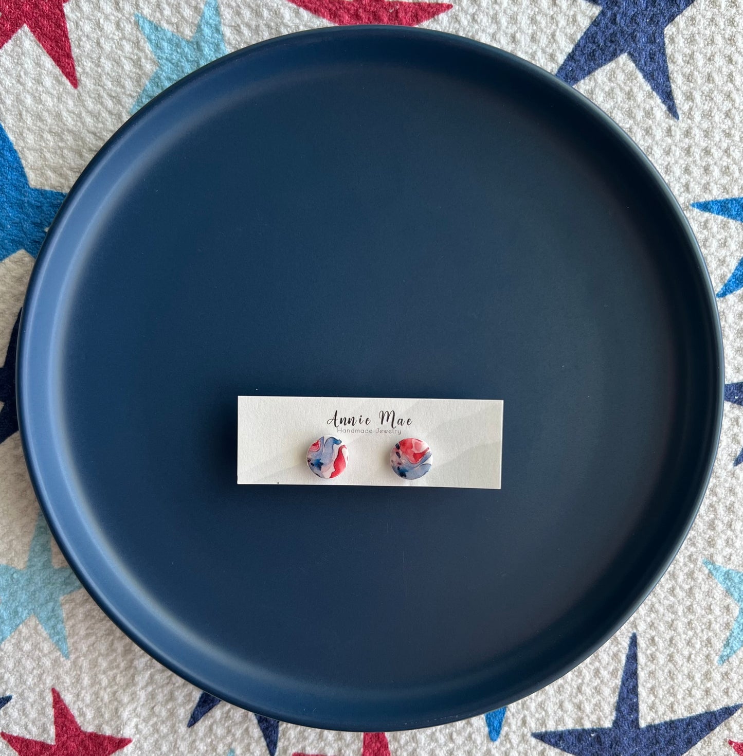 Circle RWB Marble Studs