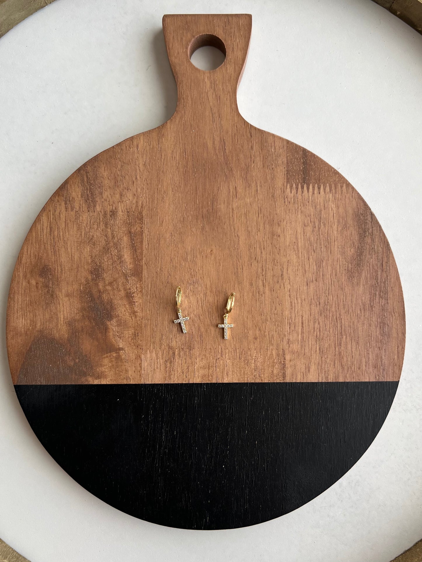 Gold Crystal Cross Huggies