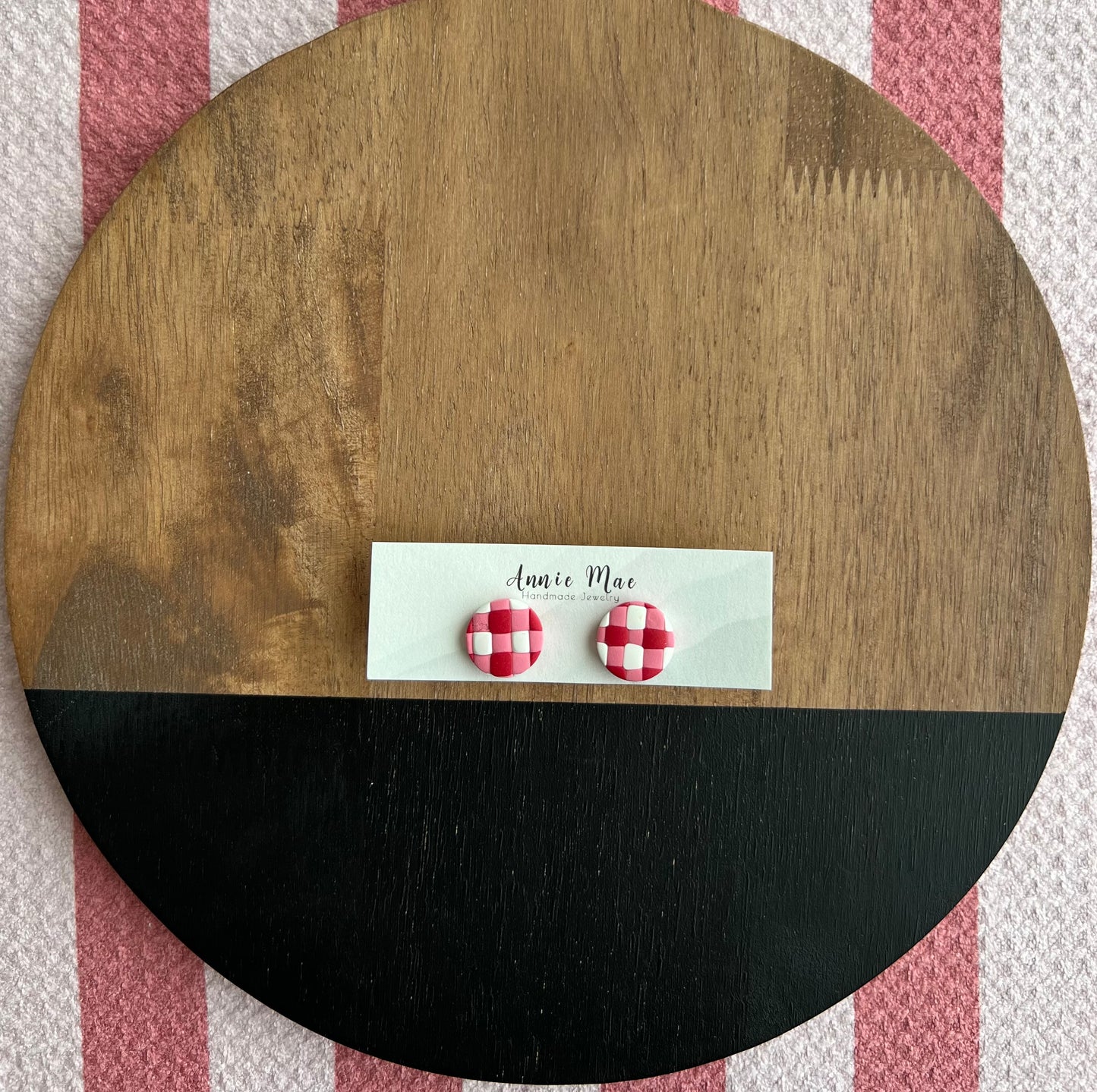 Gingham Circle Studs