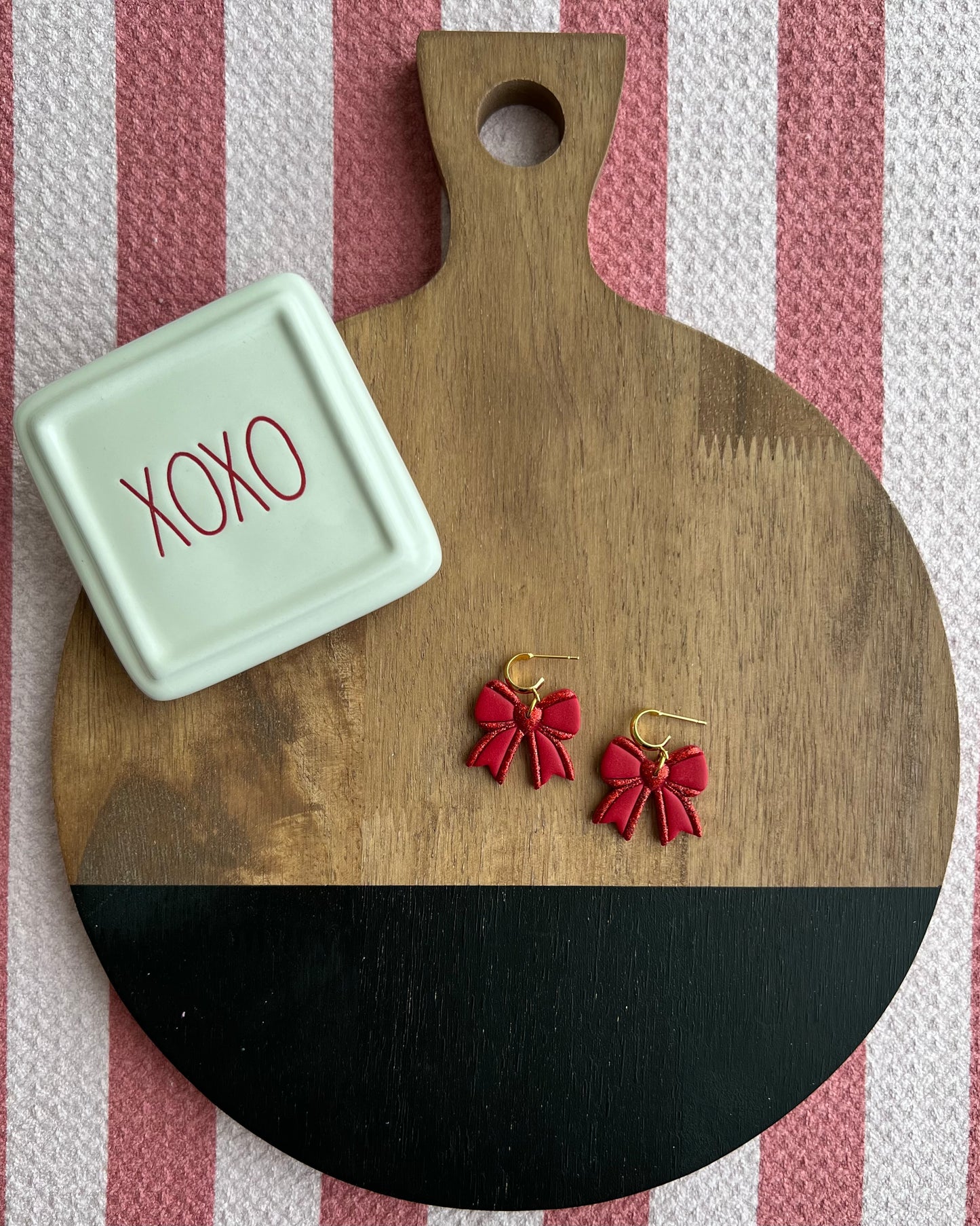 Glitter Heart Bows - Red